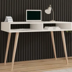 Consolle > Dmora Consolle Bianco Rovere Marrone 2 Vani Colore Struttura Marrone 120x60x75h cm, Colore Ripiano Bianco - Busachi Marrone, Bianco Rovere