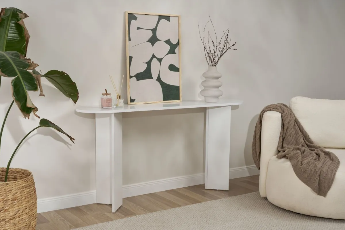 Consolle > Dmora Consolle un Ripiano Peso Supportato 25 kg 150x35x75h cm, Colore Ripiano - Cercino Bianco