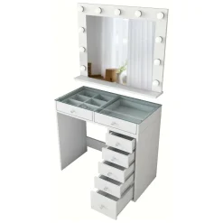 Consolle con specchio 90x45x80h cm bianco - Bussero
