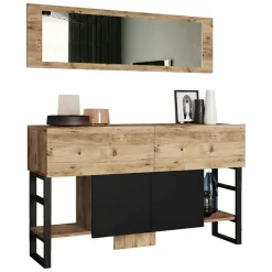 Consolle > Dmora Consolle con specchio 139x43x83h cm quercia - Alleghe Marrone Quercia