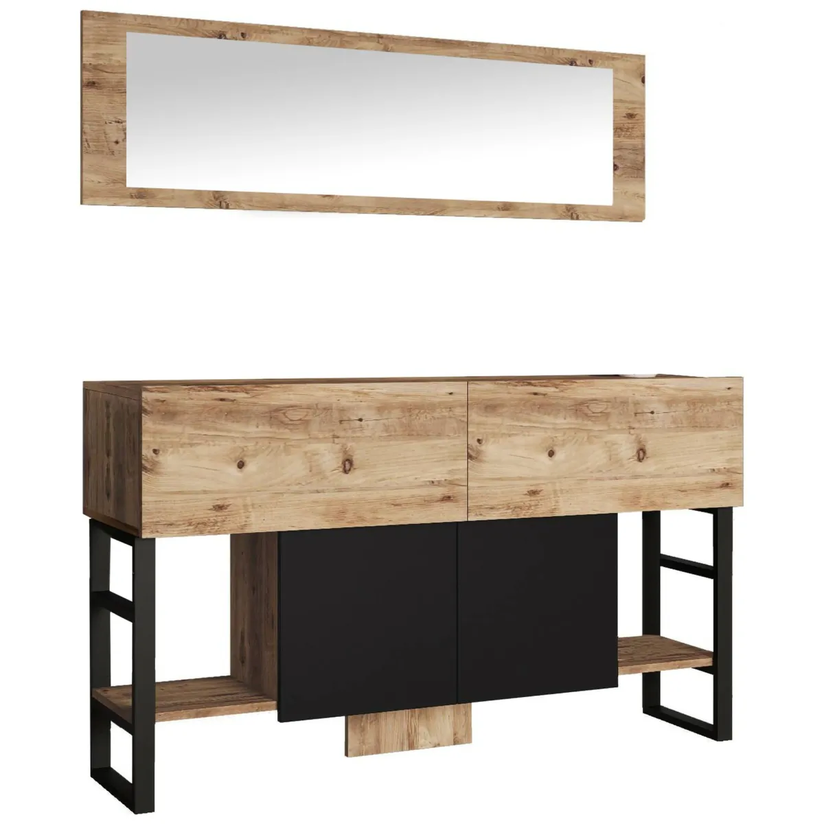 Consolle > Dmora Consolle con specchio 139x43x83h cm quercia - Alleghe Marrone Quercia