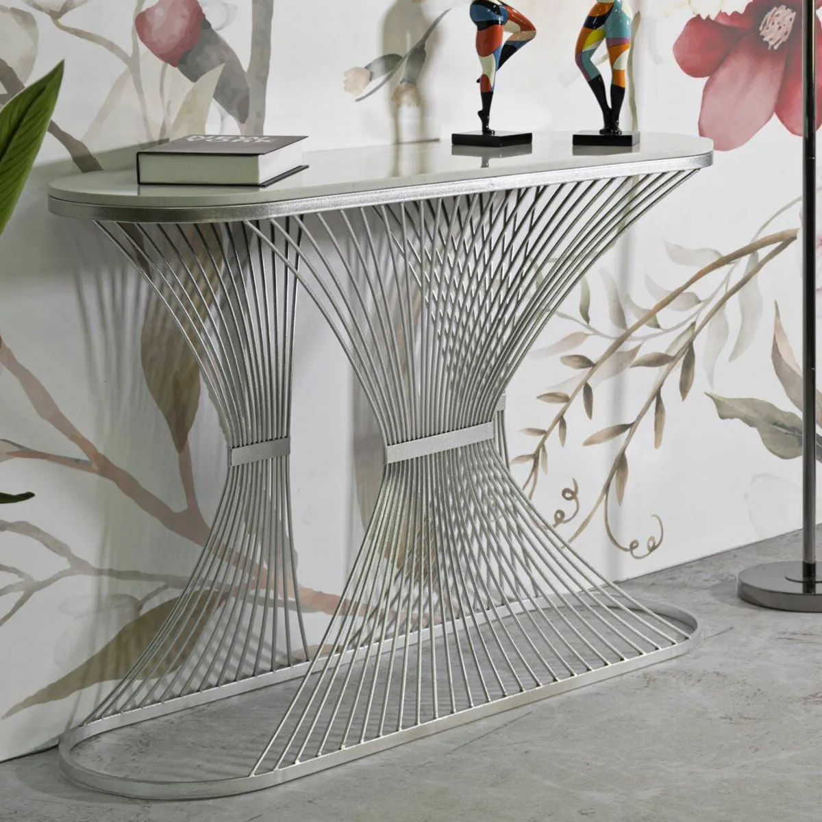 Consolle > Dmora Consolle design in metallo 120x35x79h cm - Branduzzo Argento
