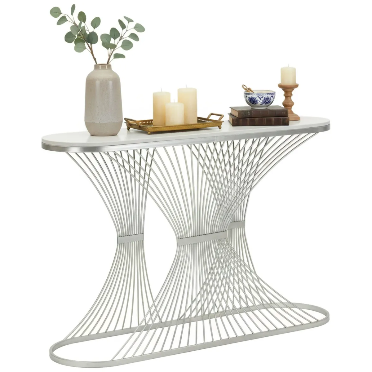 Consolle > Dmora Consolle design in metallo 120x35x79h cm - Branduzzo Argento