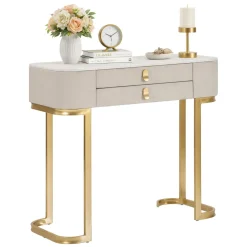 Consolle elegante 70x40x80h cm crema e oro - Ronda