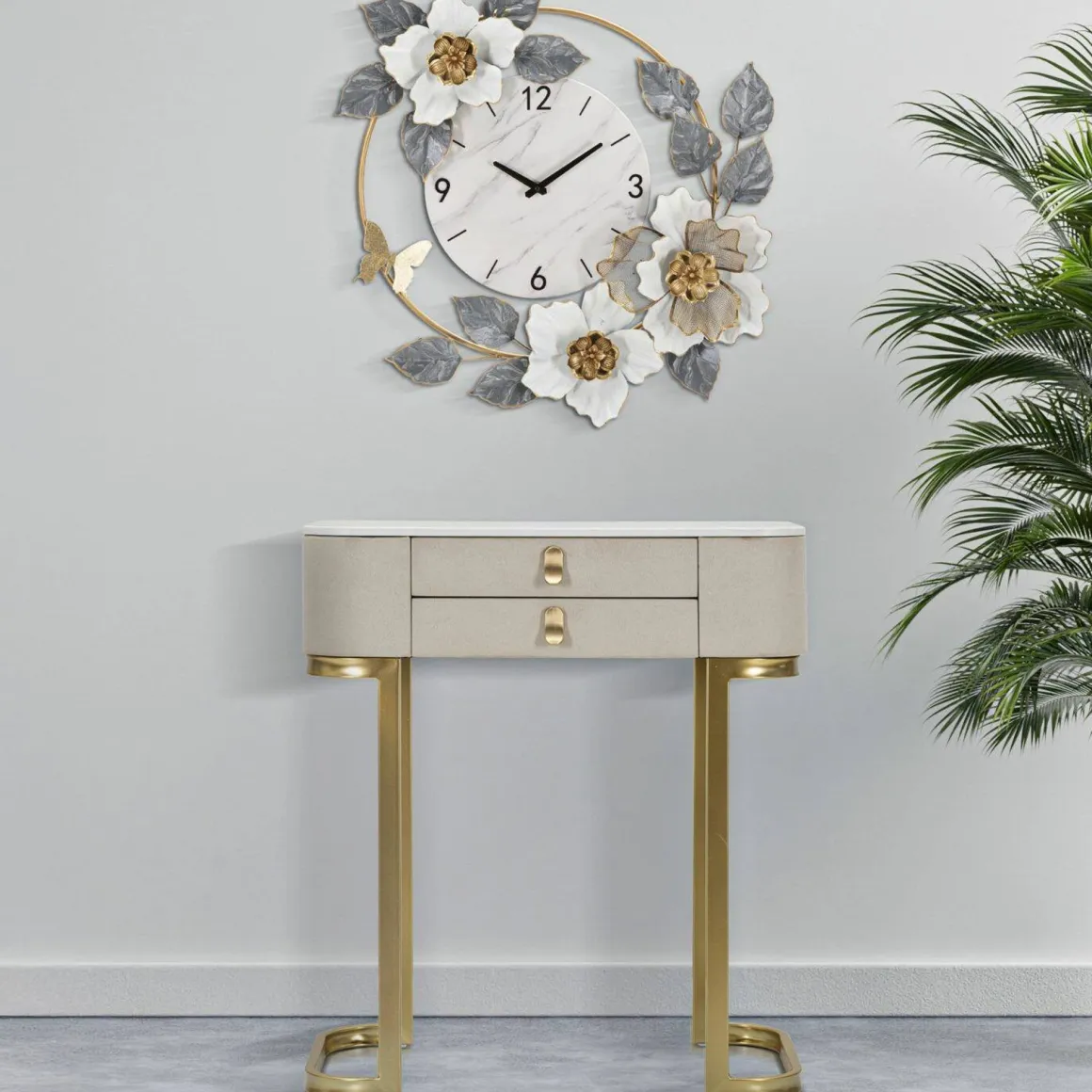 Consolle elegante 70x40x80h cm crema e oro - Ronda