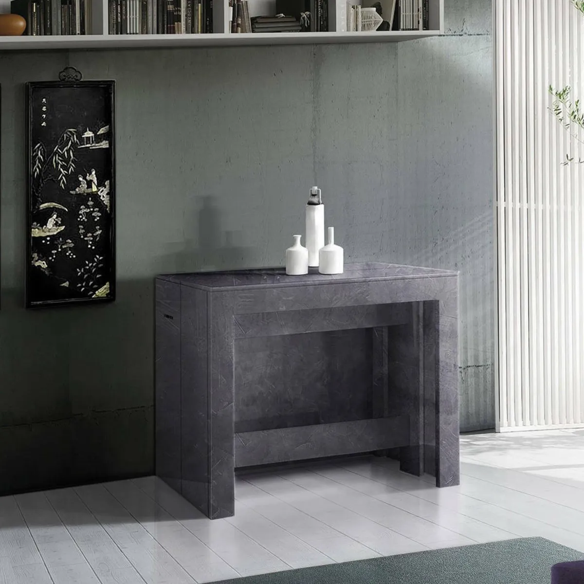 Consolle|Cucina > Dmora Consolle estensibile classica 4-12 posti ardesia - Anello Grigio Ardesia