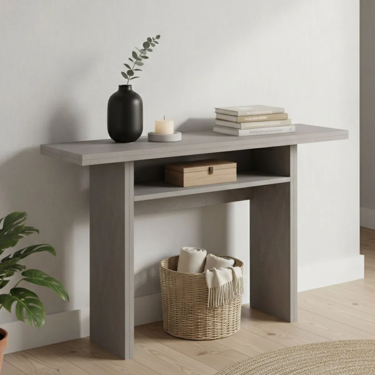 Consolle|Cucina > Dmora Consolle estensibile 4-8 posti cemento - Agrippino Grigio Cemento