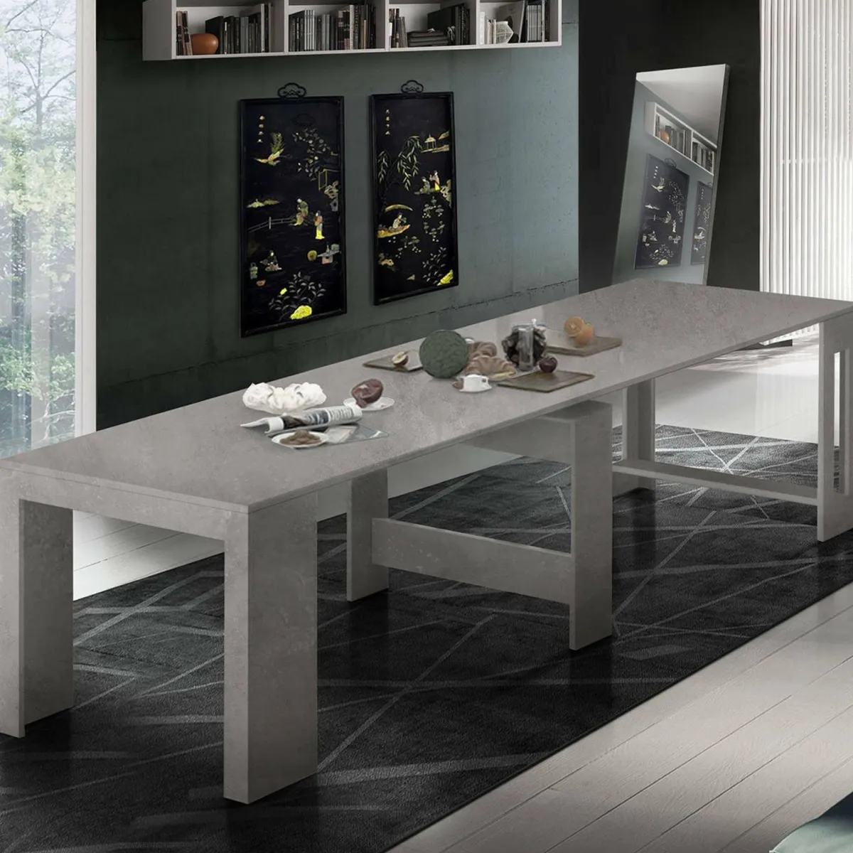 Consolle|Cucina > Dmora Consolle estensibile 4-12 posti - Anello Grigio