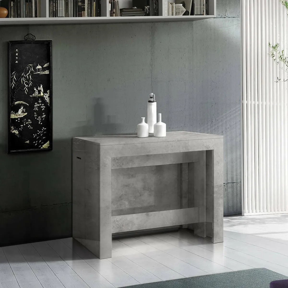 Consolle|Cucina > Dmora Consolle estensibile 4-12 posti - Anello Grigio