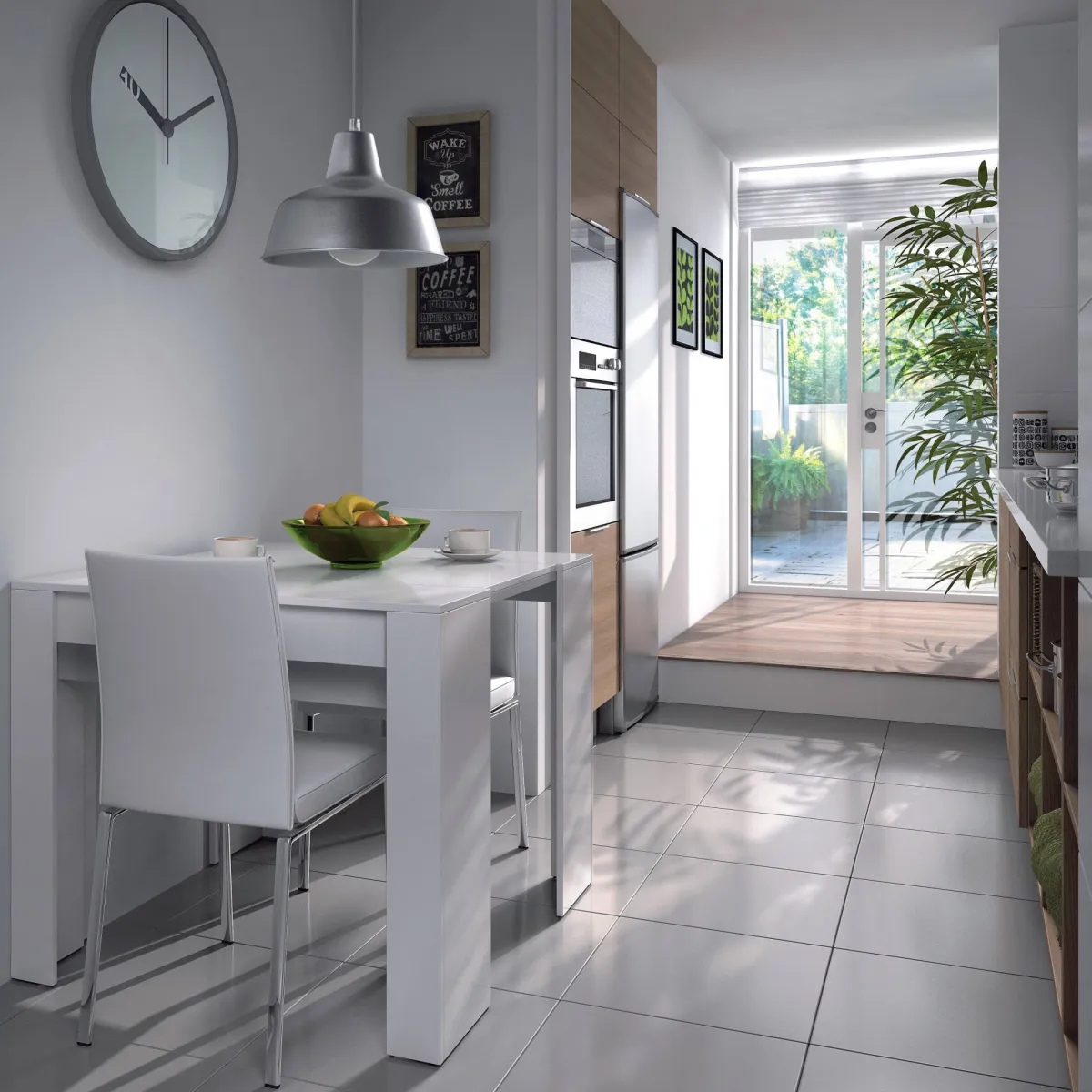 Consolle|Cucina > Dmora Consolle estensibile sala da pranzo 4-10 posti - Abicitren Bianco Lucido
