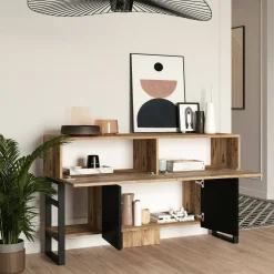 Consolle|Salotto > Dmora Consolle industrial 138x43x83h cm quercia - Izo Marrone Quercia