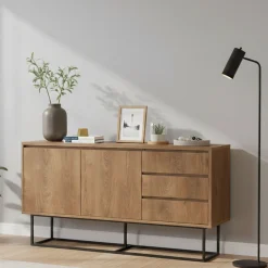 Consolle larga 140x36x72h cm noce e nero - Credenza Kuwait