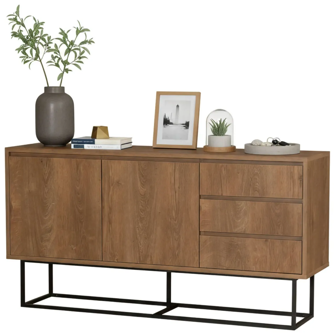 Consolle larga 140x36x72h cm noce e nero - Credenza Kuwait
