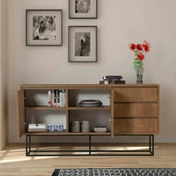 Consolle larga 140x36x72h cm noce e nero - Credenza Kuwait