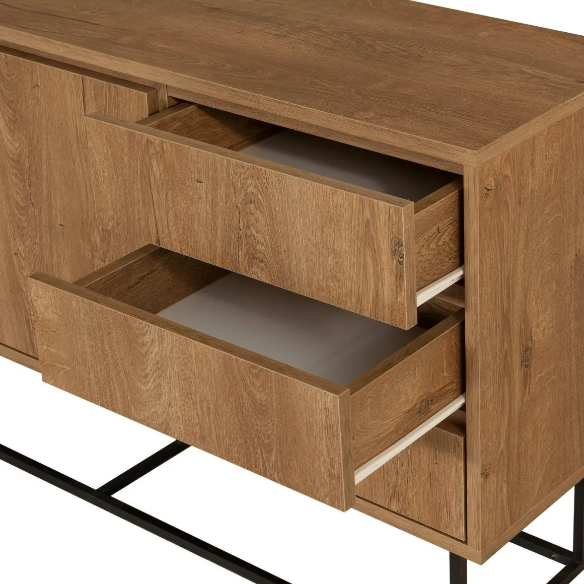 Consolle larga 140x36x72h cm noce e nero - Credenza Kuwait