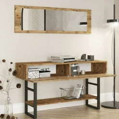 Consolle|Salotto > Dmora Consolle legno e metallo 139x43x75h cm quercia - Izo Marrone Quercia