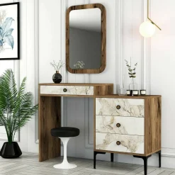 Consolle make up 124x40x84h cm noce e bianco - Namtheun