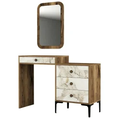 Consolle make up 124x40x84h cm noce e bianco - Namtheun
