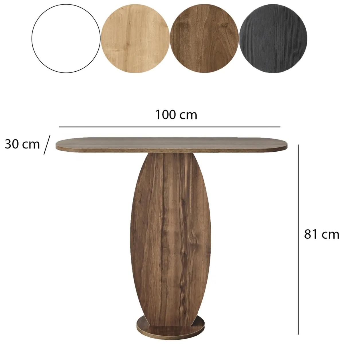 Consolle > Dmora Consolle Colore Ripiano Marrone Sfumatura Colore Struttura Noce 100x30x81h cm, Sfumatura Colore Ripiano Noce - Ramacca Marrone Noce