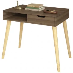 Consolle Marrone Noce Marrone Rovere un Vano Colore Ripiano Marrone 90x60x80h cm, Colore Struttura Marrone - Santerno
