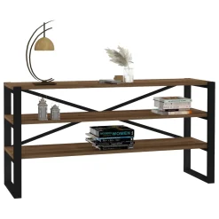 Consolle > Dmora Consolle Marrone Noce Nero 2 Ripiani 2 Vani 120x32x59h cm, Colore Ripiano Marrone - Envie Nero, Marrone Noce