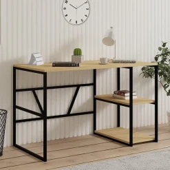 Consolle Marrone Rovere Nero un Ripiano 2 Vani 120x60x74h cm, Colore Ripiano Marrone - Persiceto