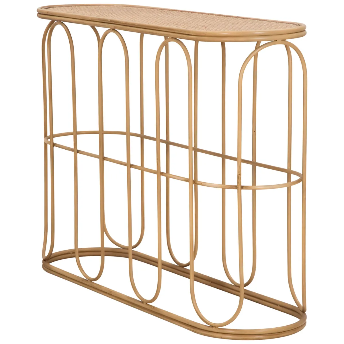 Consolle > Dmora Consolle un Ripiano Struttura Effetto Bamboo 110x32x77h cm, Materiale Struttura in Legno - Tiznit Marrone