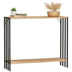 Consolle > Dmora Consolle Nero Marrone Rovere un Ripiano un Vano 90x26x74h cm, Colore Ripiano Marrone - Ravello Marrone, Nero Rovere
