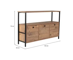 Consolle > Dmora Consolle Nesta, 120x30 h75 cm, Pino e Nero Nero, Marrone Rovere Nodi