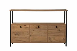 Consolle > Dmora Consolle Nesta, 120x30 h75 cm, Pino e Nero Nero, Marrone Rovere Nodi