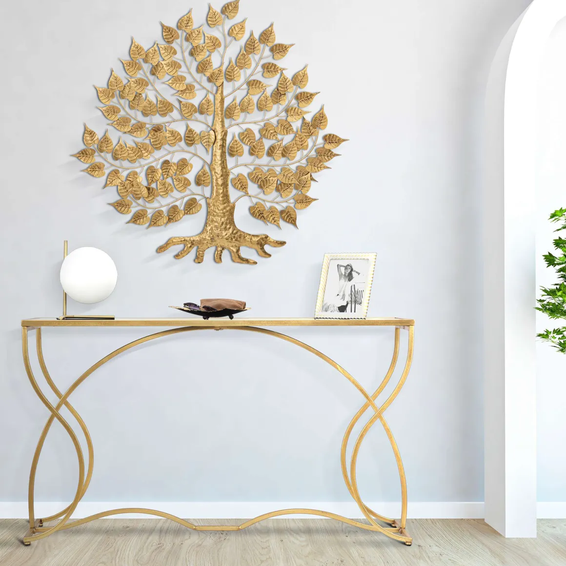 Consolle oro Fume Trasparente un Ripiano Materiale Struttura in Vetro 130x40x75h cm, Colore Ripiano Trasparente - Otepaa