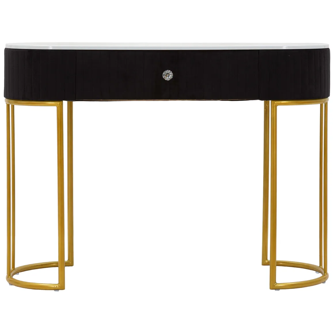 Consolle oro Nero un Ripiano Piano Effetto Marmo con 1 Cassetto 100x43x74h cm, Materiale Struttura in Tessuto - Marsa