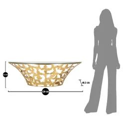 Consolle > Dmora Consolle oro Trasparente un Ripiano Base con Decorazione con Farfalle 120x41x37h cm, Materiale Struttura in Vetro - Azrou Trasparente, Oro