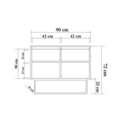 Consolle salotto 90x36x72h cm noce e nero - Credenza Indiano