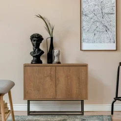 Consolle salotto 90x36x72h cm noce e nero - Credenza Indiano