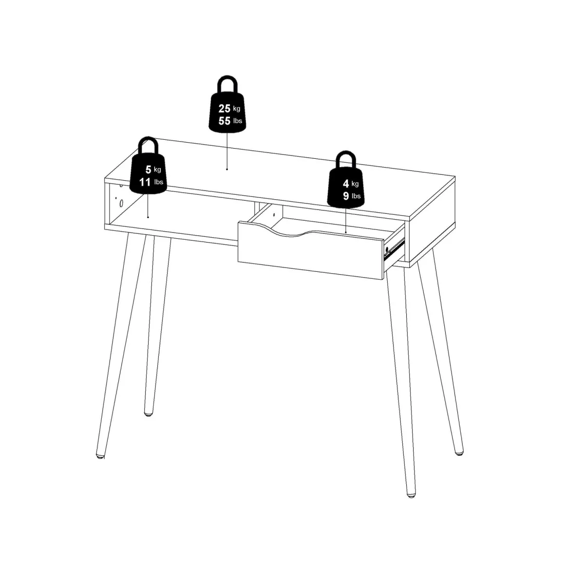 Consolle scandi 103x43x89h cm bianco e quercia - Diaspo