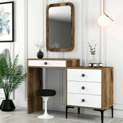 Consolle trucco 124x40x84h cm noce e bianco - Namtheun
