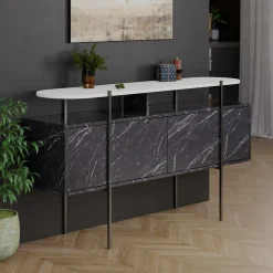Consolle > Dmora Consolle 150x38x86h cm bianco e grigio - Vance Grigio, Bianco