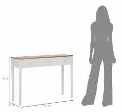 Consolle 107x37x80h cm bianco e marrone - Crypto