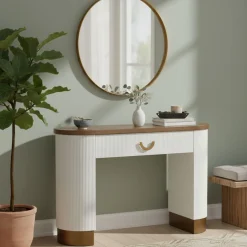 Consolle > Dmora Consolle 121x40x78h cm bianco e marrone - Cadre Marrone, Bianco