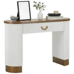 Consolle > Dmora Consolle 121x40x78h cm bianco e marrone - Cadre Marrone, Bianco