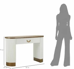 Consolle > Dmora Consolle 121x40x78h cm bianco e marrone - Cadre Marrone, Bianco