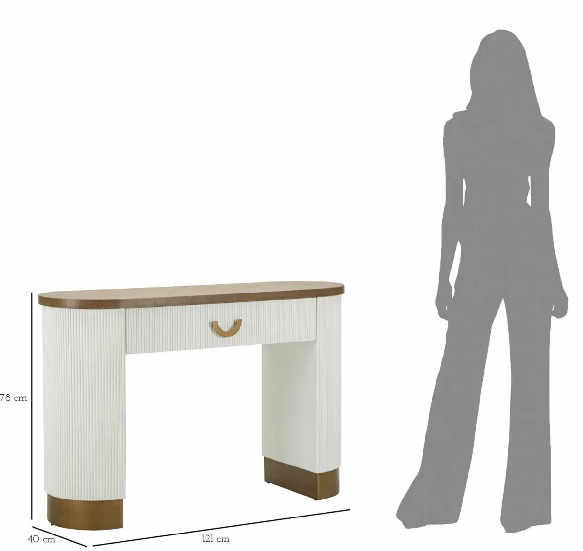 Consolle > Dmora Consolle 121x40x78h cm bianco e marrone - Cadre Marrone, Bianco
