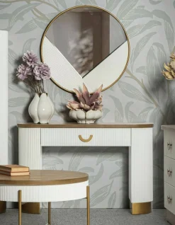 Consolle > Dmora Consolle 121x40x78h cm bianco e marrone - Cadre Marrone, Bianco