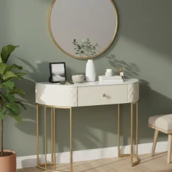 Consolle 100x40x75h cm bianco e oro - Niccolo