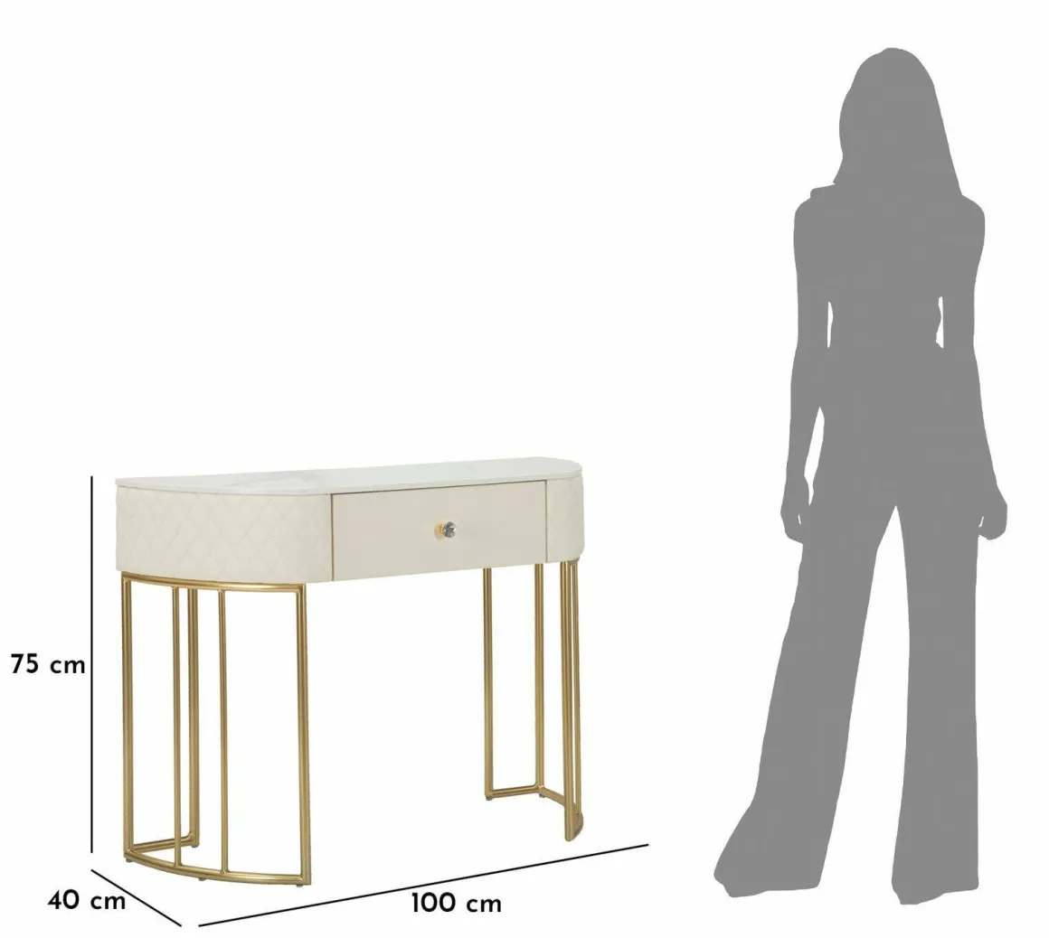 Consolle 100x40x75h cm bianco e oro - Niccolo