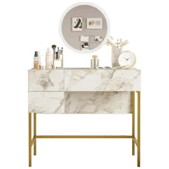 Consolle > Dmora Consolle 88x44x77h cm bianco e oro - Scoppito Oro, Bianco