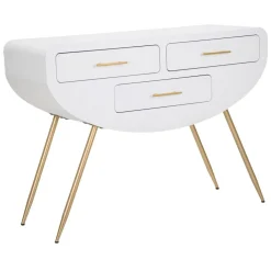 Consolle > Dmora Consolle 110x40x80h cm bianco e oro - Tomato Oro, Bianco