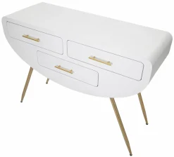 Consolle > Dmora Consolle 110x40x80h cm bianco e oro - Tomato Oro, Bianco