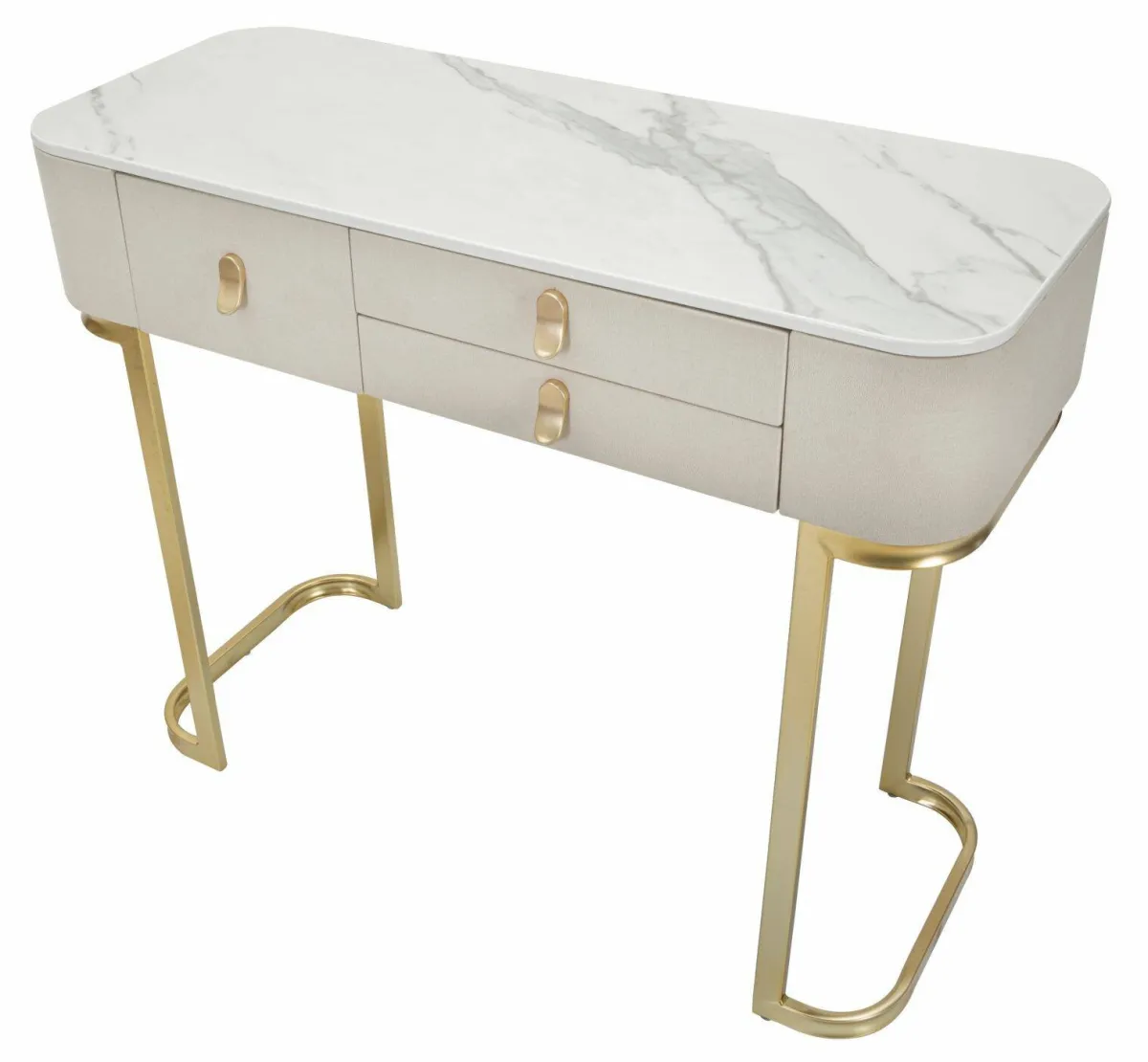 Consolle > Dmora Consolle 100x40x80h cm crema e oro - Ronda Oro, Bianco Crema